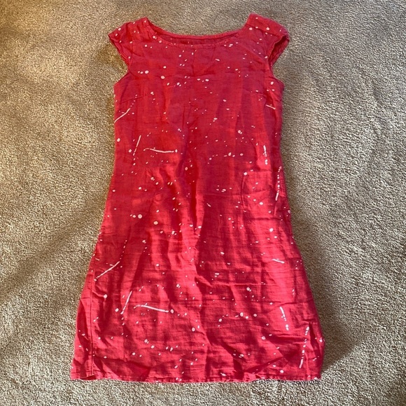 Linen Made in Italy Shift w Pockets Dress Pink & White Size SMALL - Picture 5 of 9